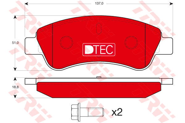 Kit de plaquettes de frein, frein à disque DTEC COTEC