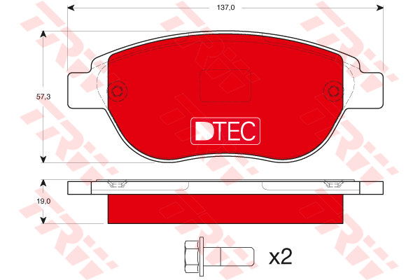 Kit de plaquettes de frein, frein à disque DTEC COTEC