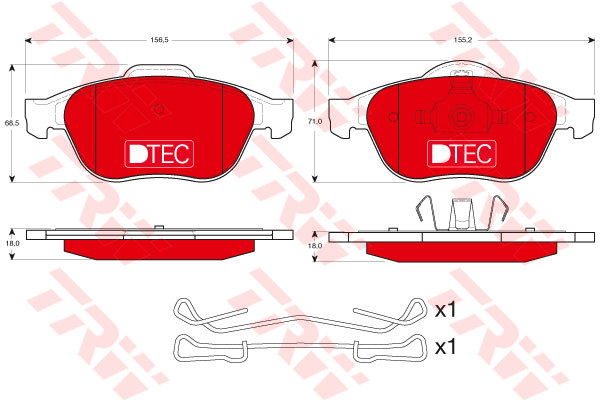 Kit de plaquettes de frein, frein à disque DTEC COTEC