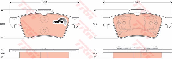 Kit de plaquettes de frein, frein à disque COTEC