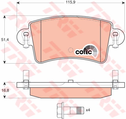 Kit de plaquettes de frein, frein à disque COTEC