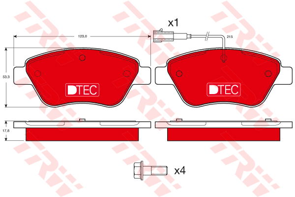 Kit de plaquettes de frein, frein à disque DTEC COTEC