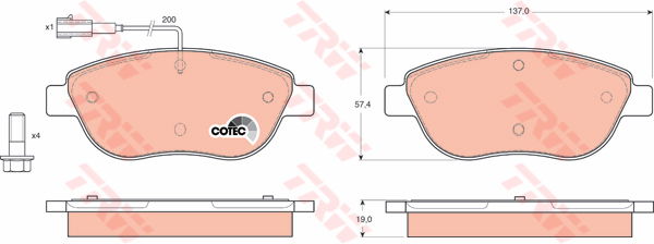 Kit de plaquettes de frein, frein à disque COTEC