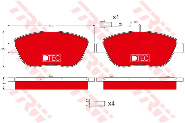 Kit de plaquettes de frein, frein à disque DTEC COTEC