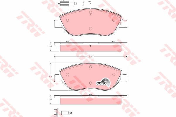 Kit de plaquettes de frein, frein à disque COTEC