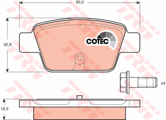 Kit de plaquettes de frein, frein à disque COTEC