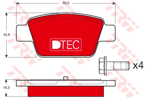 Kit de plaquettes de frein, frein à disque DTEC COTEC