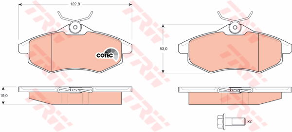 Kit de plaquettes de frein, frein à disque COTEC