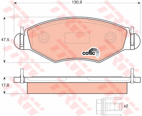 Kit de plaquettes de frein, frein à disque COTEC