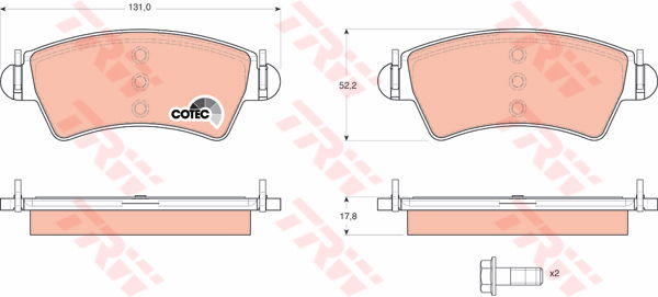 Kit de plaquettes de frein, frein à disque COTEC