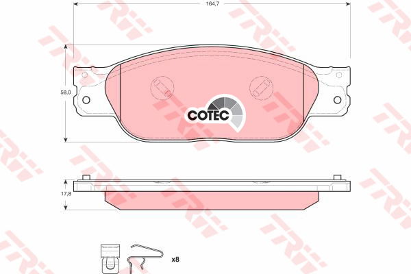 Kit de plaquettes de frein, frein à disque COTEC