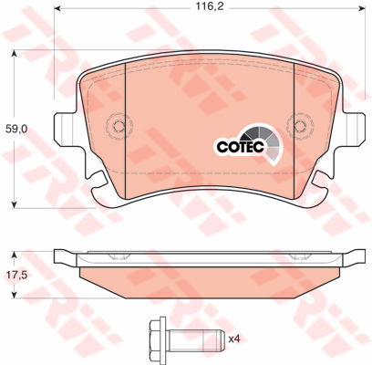 Kit de plaquettes de frein, frein à disque COTEC