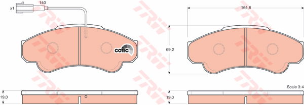 Kit de plaquettes de frein, frein à disque COTEC