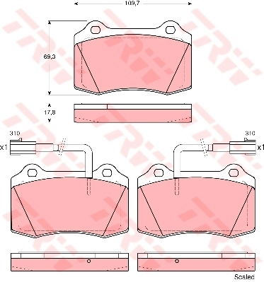 Kit de plaquettes de frein, frein à disque
