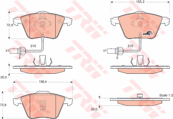 Kit de plaquettes de frein, frein à disque COTEC