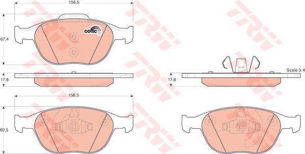 Kit de plaquettes de frein, frein à disque COTEC