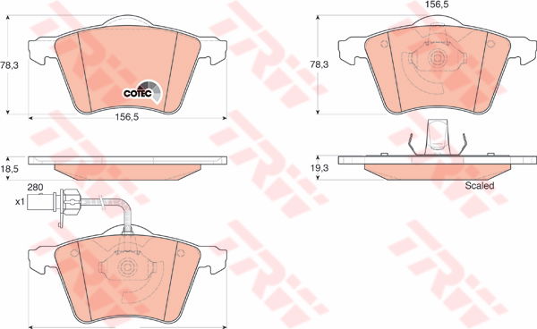 Kit de plaquettes de frein, frein à disque COTEC