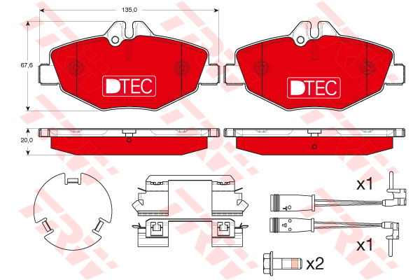 Kit de plaquettes de frein, frein à disque DTEC COTEC