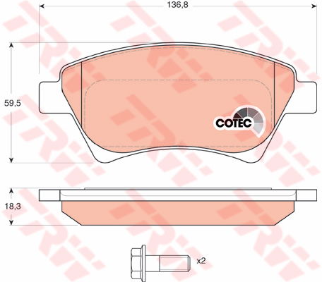 Kit de plaquettes de frein, frein à disque COTEC