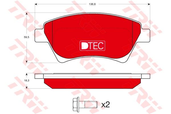 Kit de plaquettes de frein, frein à disque DTEC COTEC