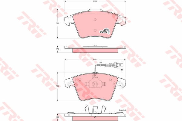 Kit de plaquettes de frein, frein à disque COTEC