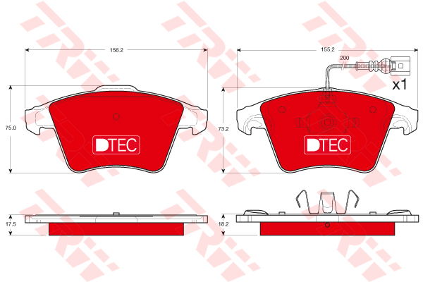 Kit de plaquettes de frein, frein à disque DTEC COTEC