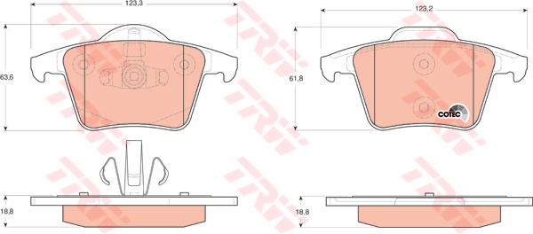 Kit de plaquettes de frein, frein à disque COTEC