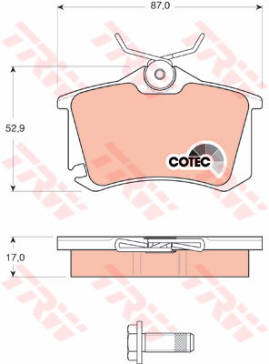 Kit de plaquettes de frein, frein à disque COTEC