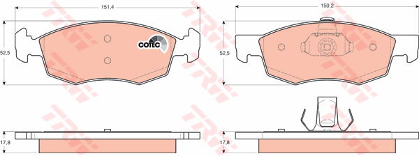 Kit de plaquettes de frein, frein à disque COTEC