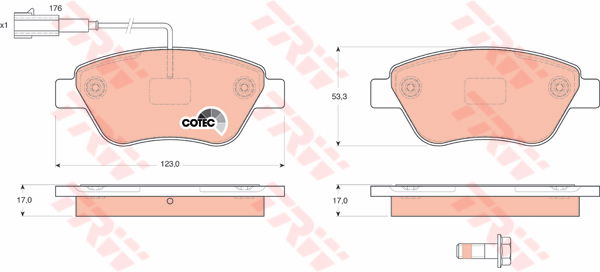 Kit de plaquettes de frein, frein à disque COTEC