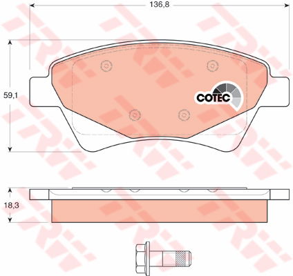 Kit de plaquettes de frein, frein à disque COTEC