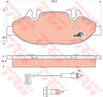 Kit de plaquettes de frein, frein à disque COTEC