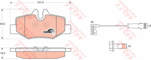 Kit de plaquettes de frein, frein à disque COTEC