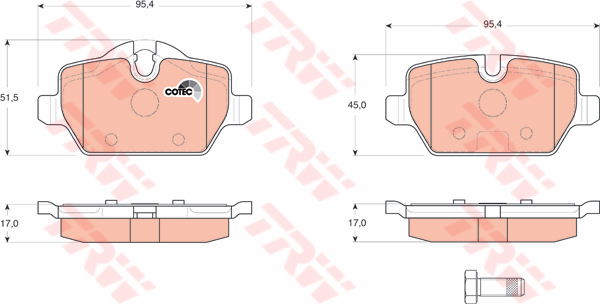 Kit de plaquettes de frein, frein à disque COTEC