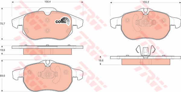 Kit de plaquettes de frein, frein à disque COTEC