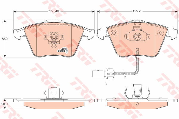 Kit de plaquettes de frein, frein à disque COTEC