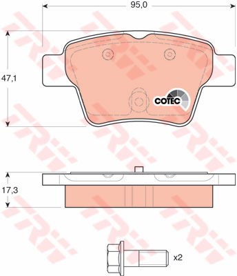 Kit de plaquettes de frein, frein à disque COTEC