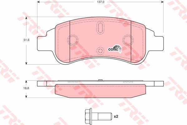 Kit de plaquettes de frein, frein à disque COTEC