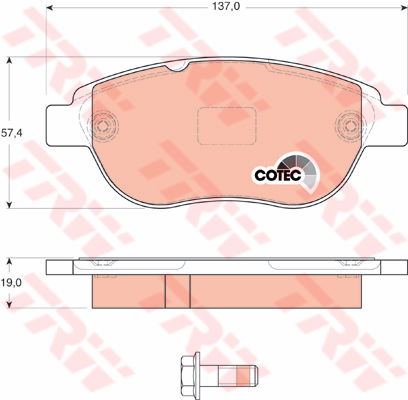 Kit de plaquettes de frein, frein à disque COTEC