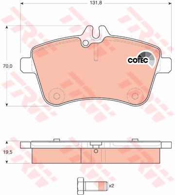 Kit de plaquettes de frein, frein à disque COTEC