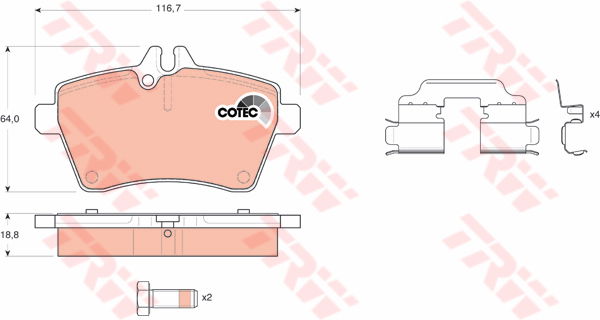 Kit de plaquettes de frein, frein à disque COTEC