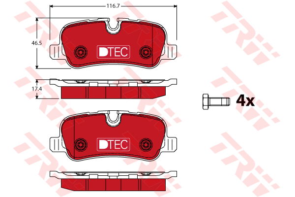 Kit de plaquettes de frein, frein à disque DTEC COTEC