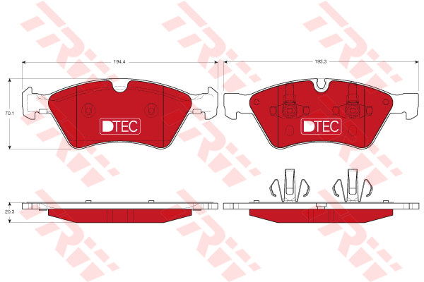 Kit de plaquettes de frein, frein à disque DTEC COTEC