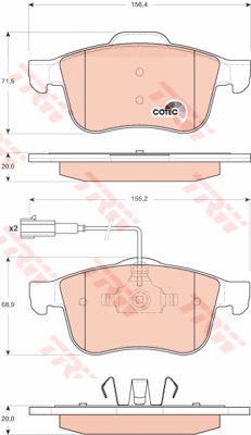 Kit de plaquettes de frein, frein à disque COTEC