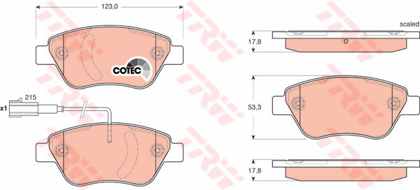 Kit de plaquettes de frein, frein à disque COTEC