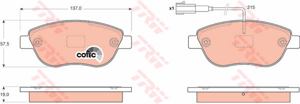 Kit de plaquettes de frein, frein à disque COTEC