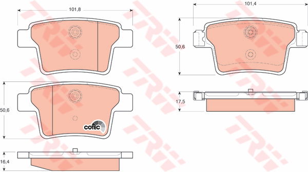 Kit de plaquettes de frein, frein à disque COTEC