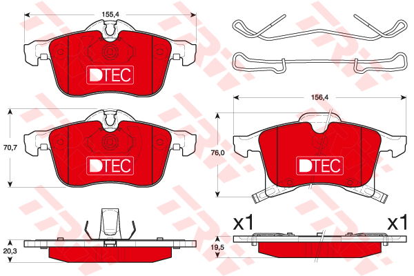 Kit de plaquettes de frein, frein à disque DTEC COTEC