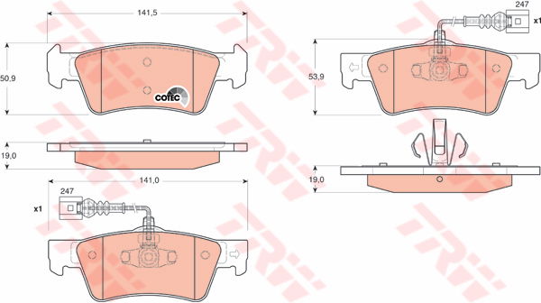 Kit de plaquettes de frein, frein à disque COTEC