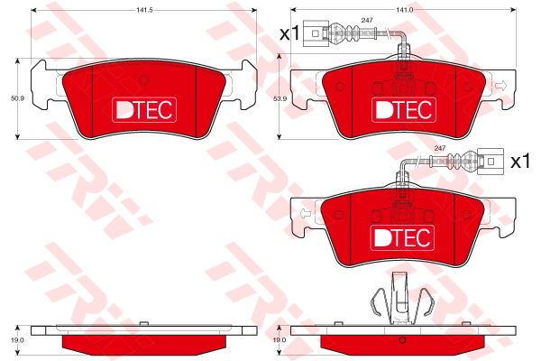 Kit de plaquettes de frein, frein à disque DTEC COTEC